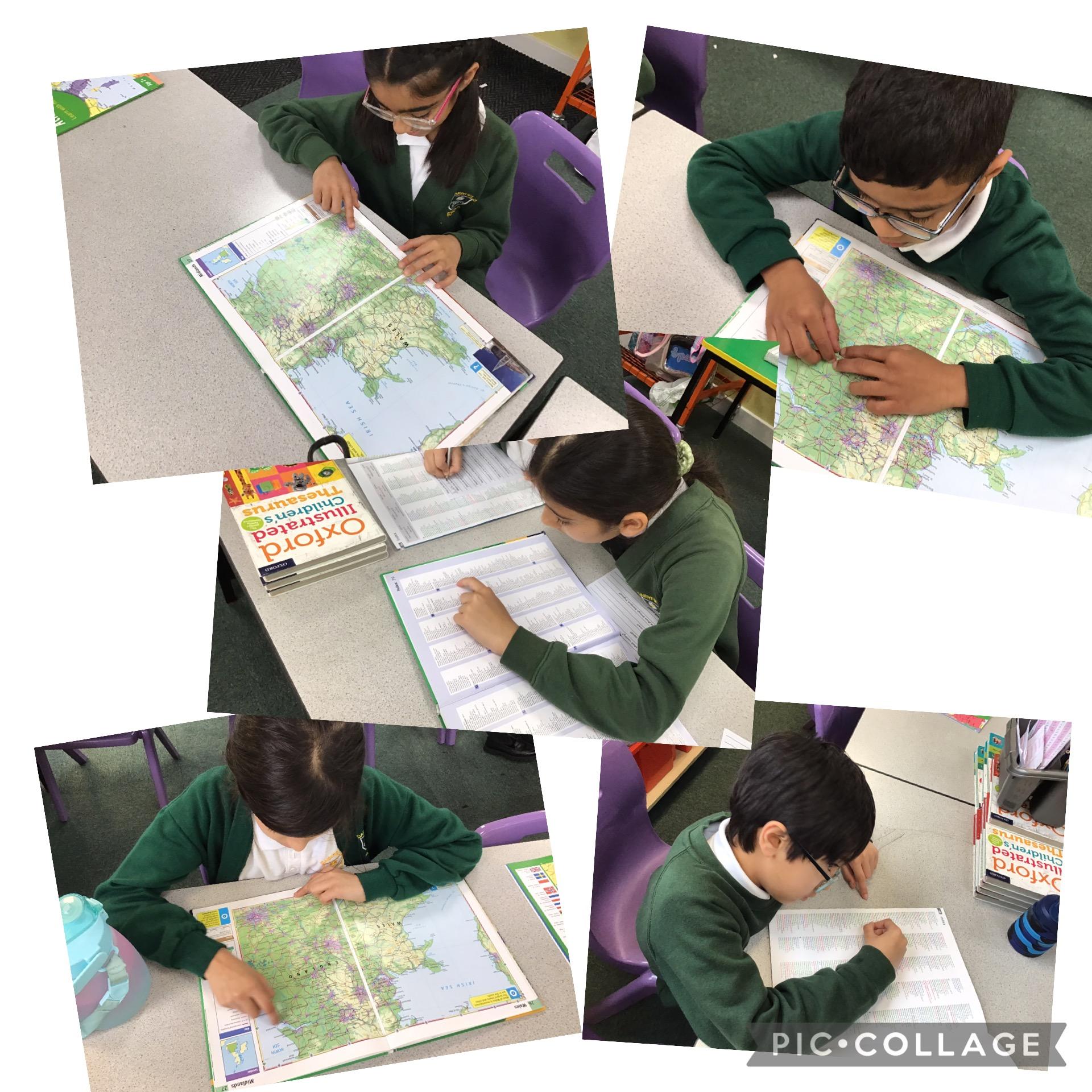 We have been learning to use the index and grid references in atlases to locate places.