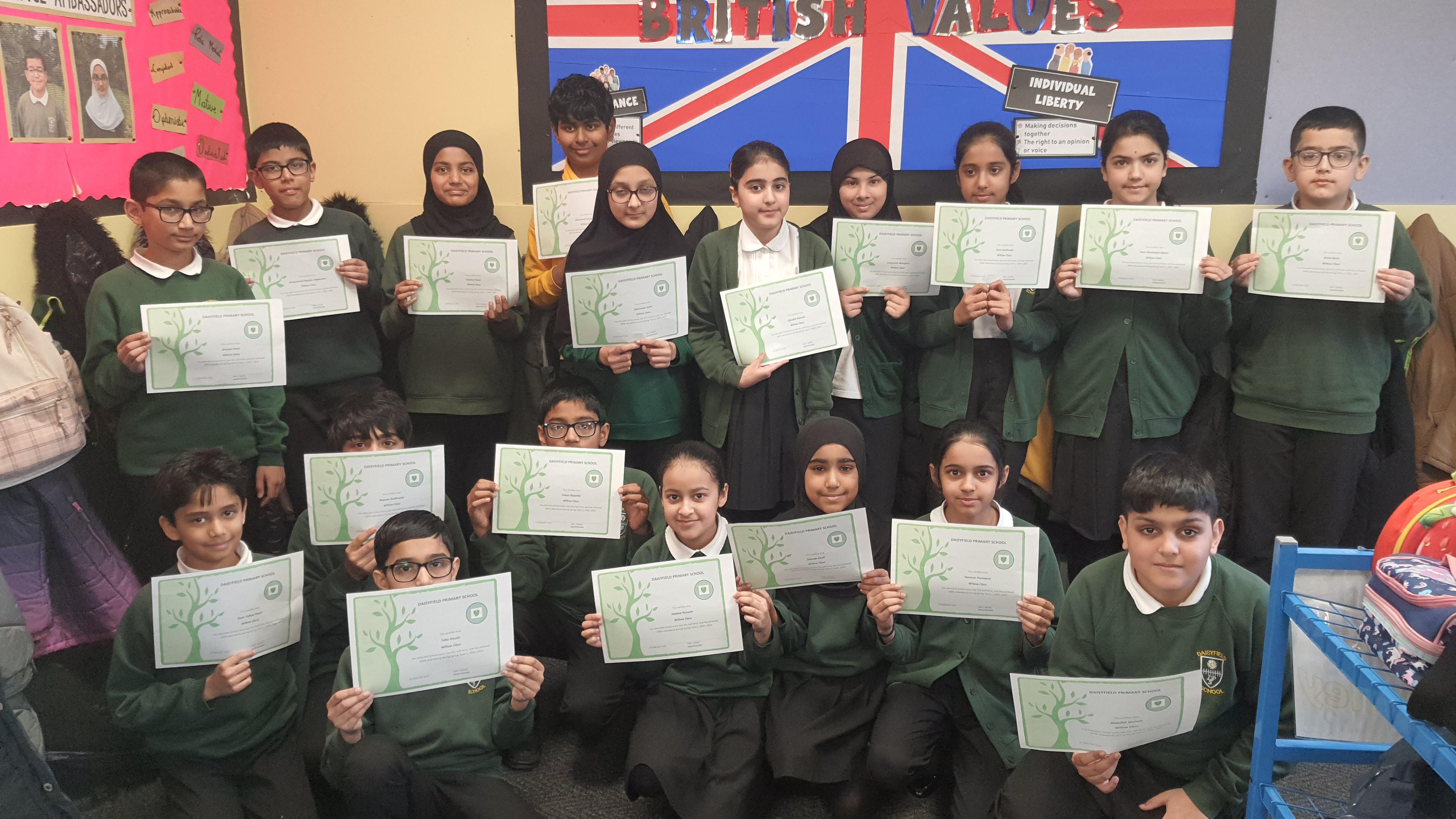 Spring Term 1 100% Attendance Winners