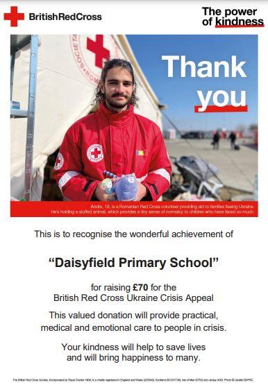 School Council organised a cake sale at the Summer Fair, to raise money for The Red Cross 