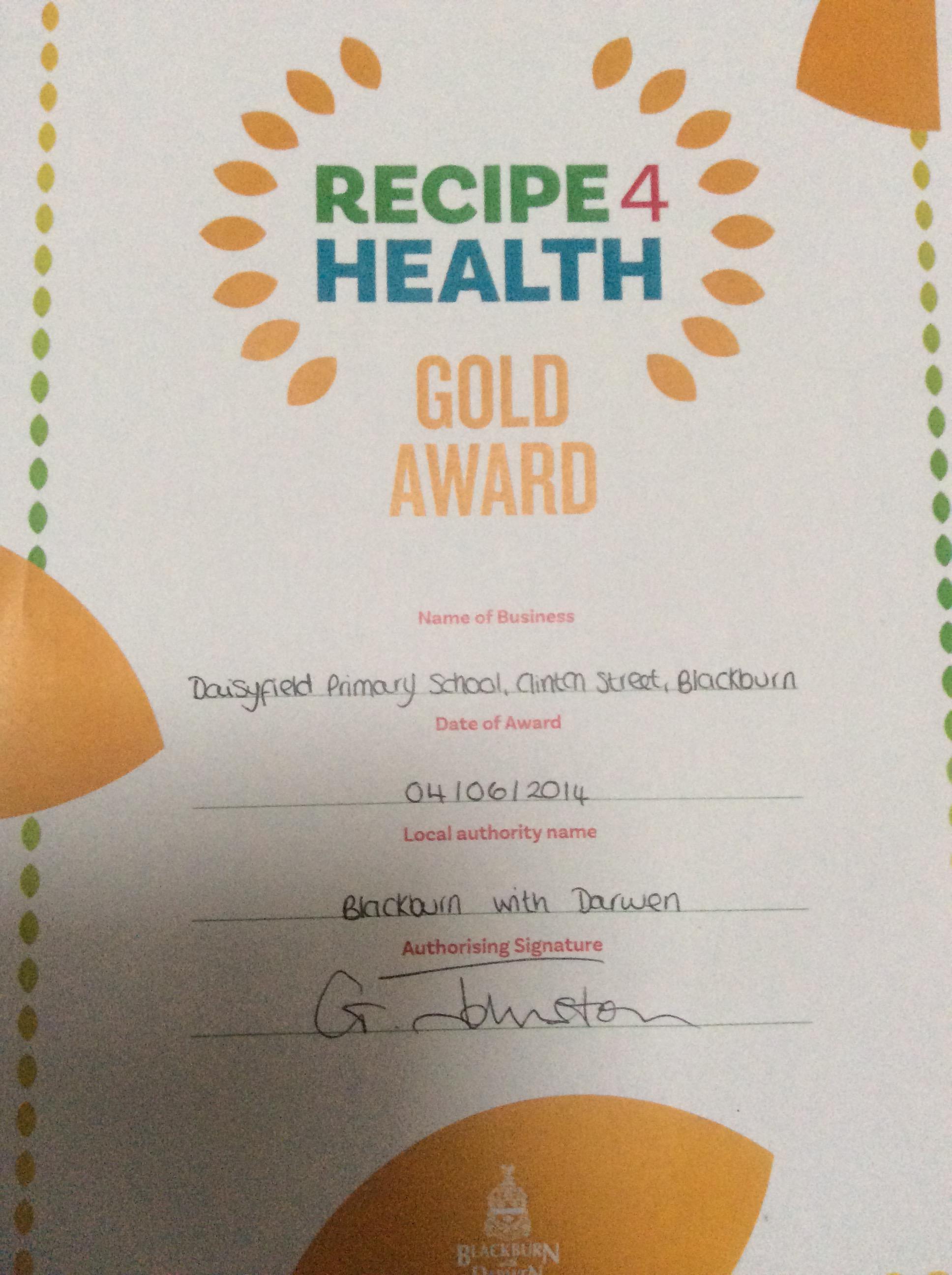 The Caring Staff were presented with their Recipe for Health Gold Award at King George's